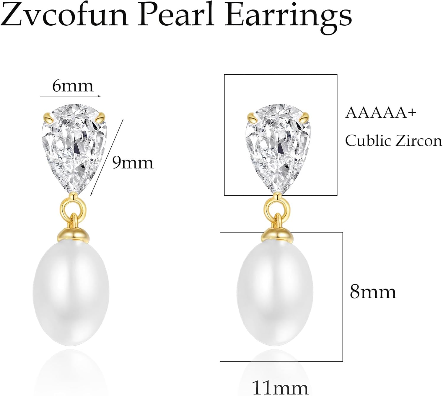 Pearl Earrings for Women Trendy, Dainty 14K Gold Plated CZ Pearl Drop Earrings Cute Dangle Earring Wedding Prom Jewelry Bridal Gifts for Her