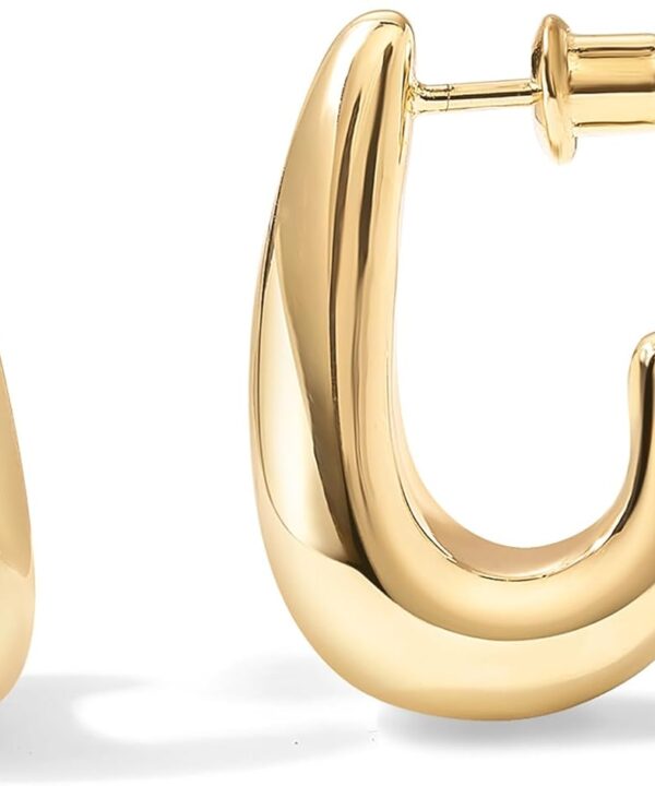 PAVOI 14K Gold Plated 925 Sterling Silver Post Statement Huggie Earrings | Gold Dome Hoop Earrings for Women