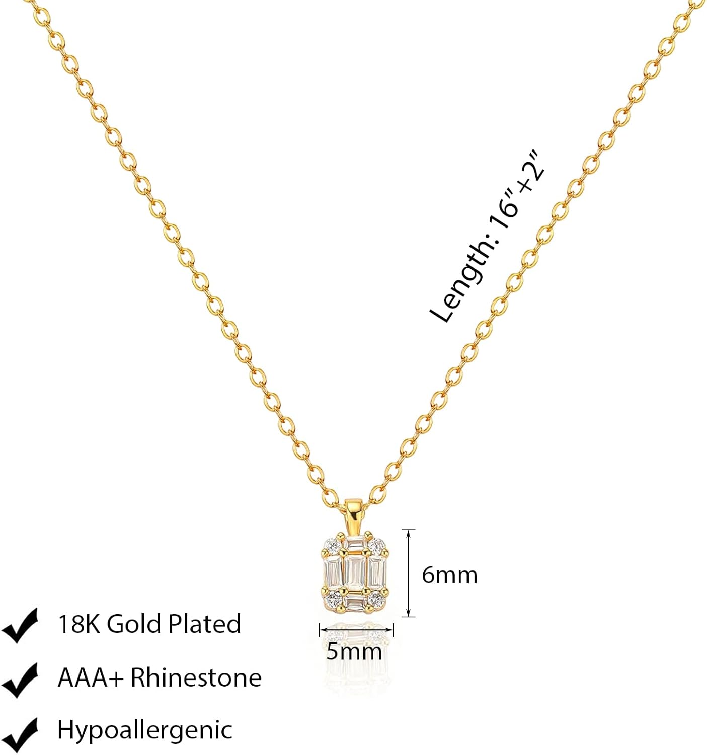 Luxval Diamond Pendant Gold Necklace for WomenDainty 18k Gold Plated Choker Necklaces Simple Gold Jewelry Gifts for Women Girls