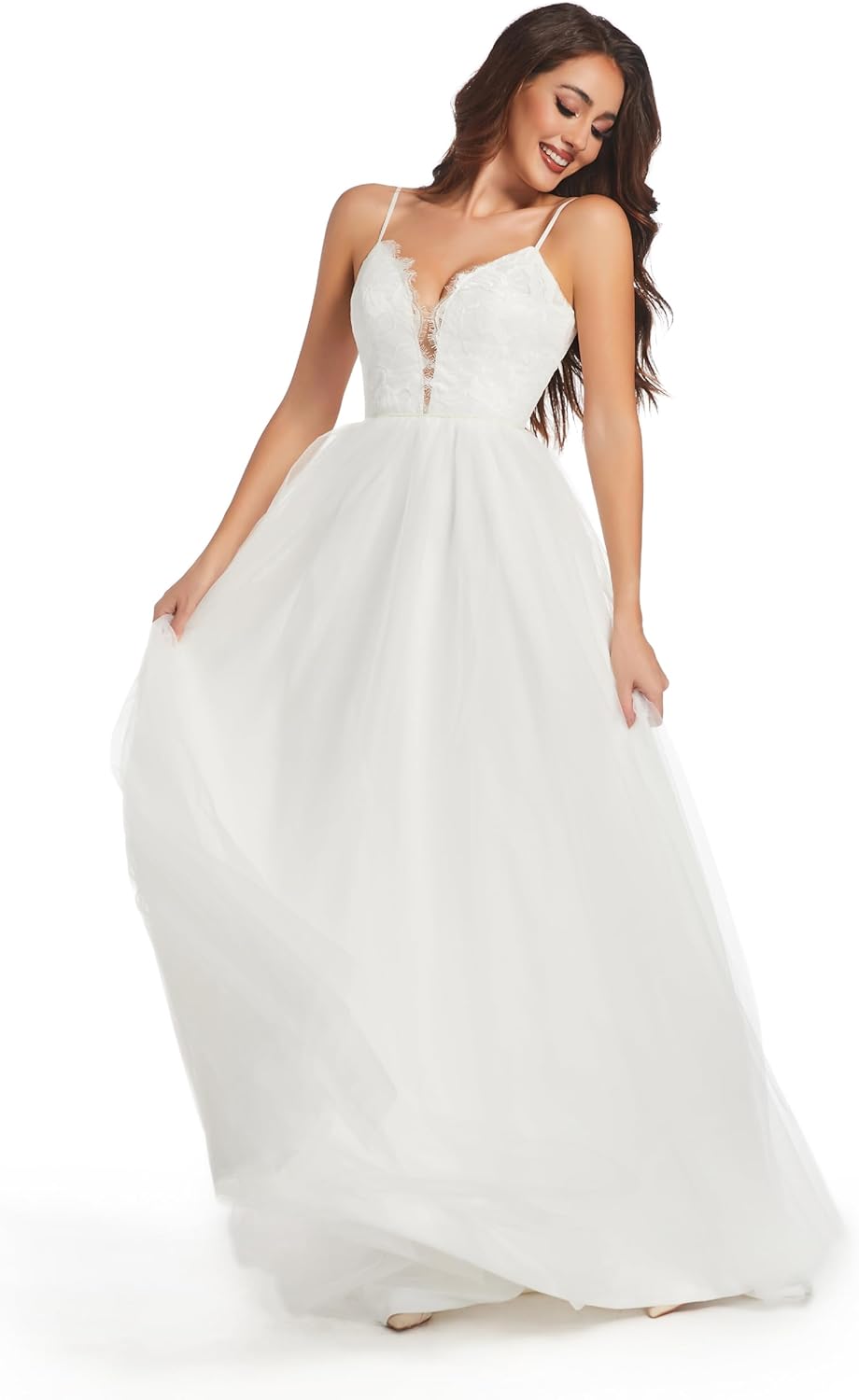 Wedding Dresses for Bride Unique Lace Beautiful Layers Tulle A Line Dreamy Beach Wedding Gowns