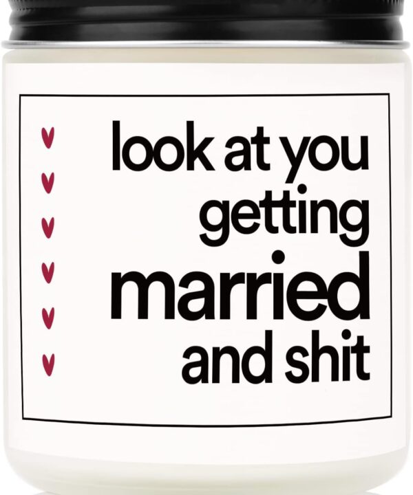 BaubleDazz Funny Wedding Gifts, Bachelorette & Bridal Shower Gift for Bride, 7oz Lavender Scented Soy Wax Candle, Bride to Be, Engagement Gifts for Couples