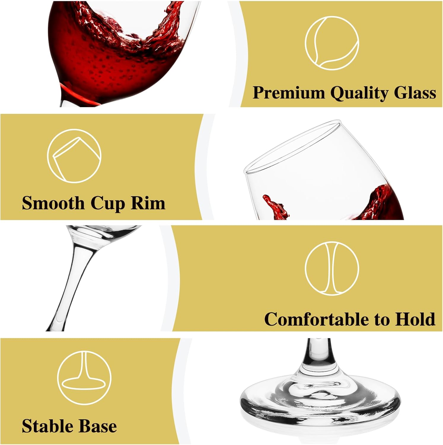 Wine Glasses Set of 12,11 oz Crystal Wine Glass Set,Red/White Wine Glasses with Pretty Gift Box for Birthday,Christmas,Party,Wedding,Restaurant,Home and Decorations