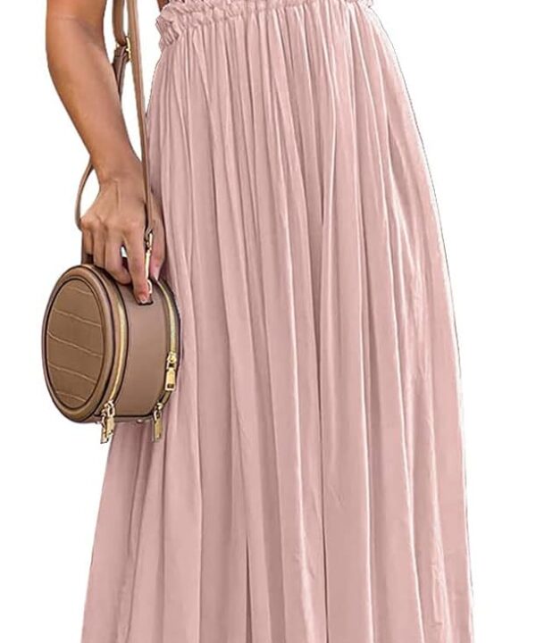 Ladmous Women's V Neck Floral Lace Wedding Dress Sleeveless Bridesmaid Evening Party Maxi Dress