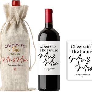 FBCCZEY Wedding Shower Gifts Wine Bag Bride Engagement Gifts for Couples Bridal Shower Wedding Gift Party Favors Mr And Mrs Wine Bottle Bags with Wines Label Cheers To The Future Wines Bags