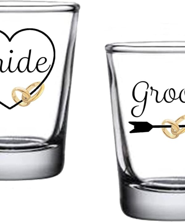 Rogue River Tactical Bride and Groom Shot Glass Set Gift For Husband Wife Newlywed Wedding Gift Set Novelty