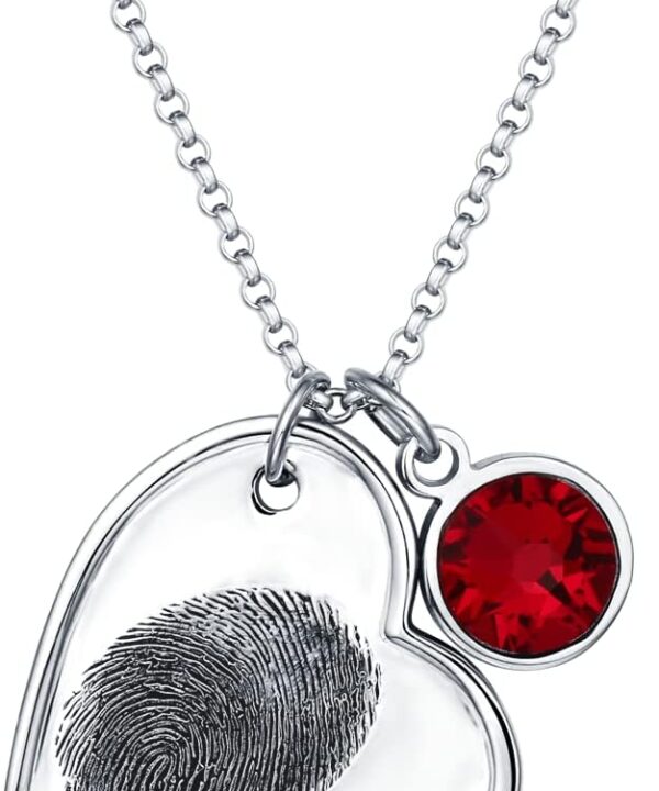 Custom Fingerprint Necklace Memorial Jewelry Thumbprint Pendant Actual Fingerprint Engraved Necklace Personalized Fingerprint Charm Keepsake Finger Print Jewelry