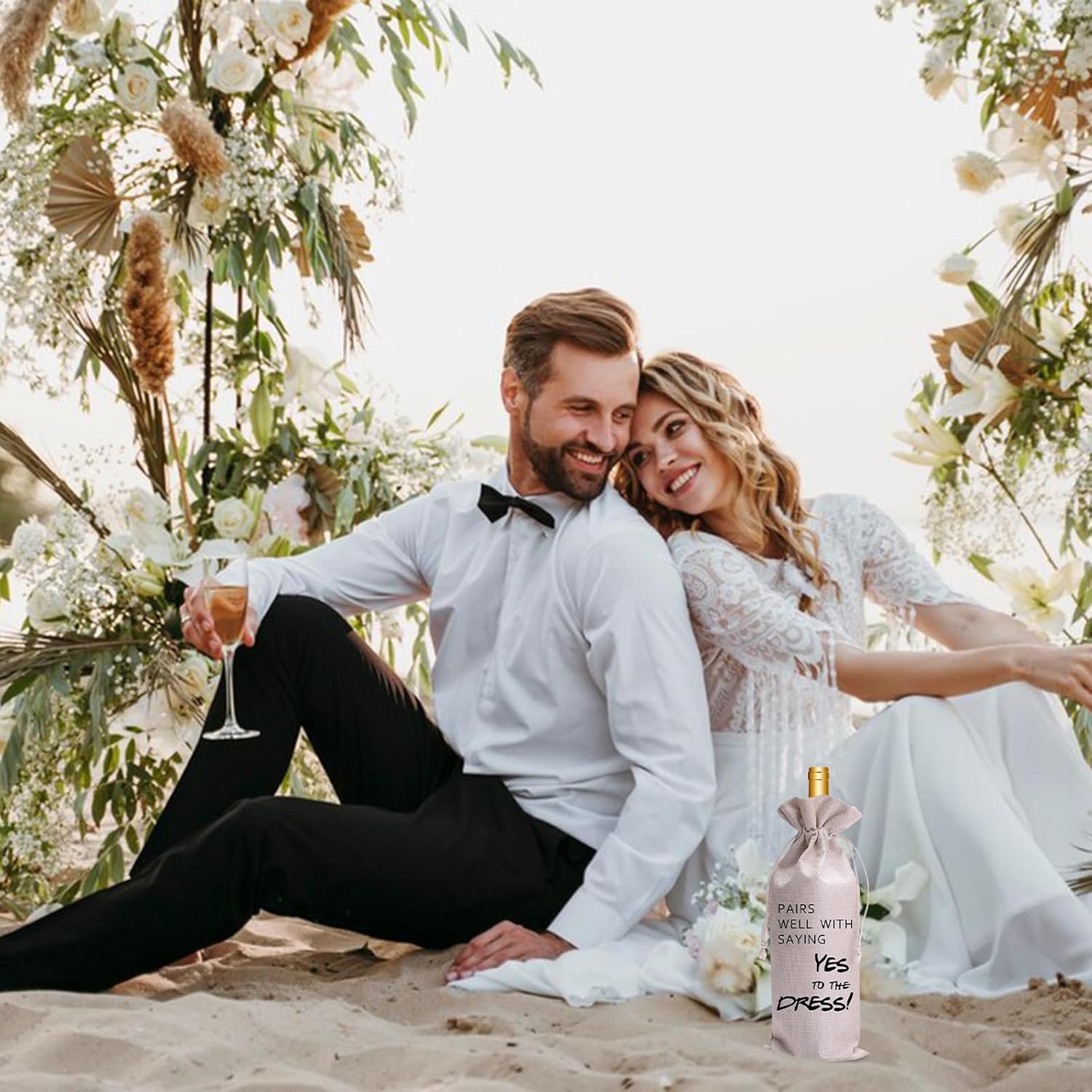 Pairs Well With Saying Yes To The Dress Mr and Mrs Wedding Gift Engagement Gift Bag For bride/him/her Newly Engaged Gift Wine Tote