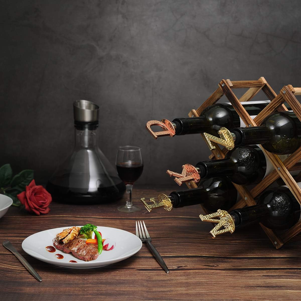 Miicol Wine Stopper, Prosecco Topper, Personalised Champagne Stopper, Rose Gold Wine Bottle Accessories, Wine Lovers Gift, Monogram Gift, Letter J