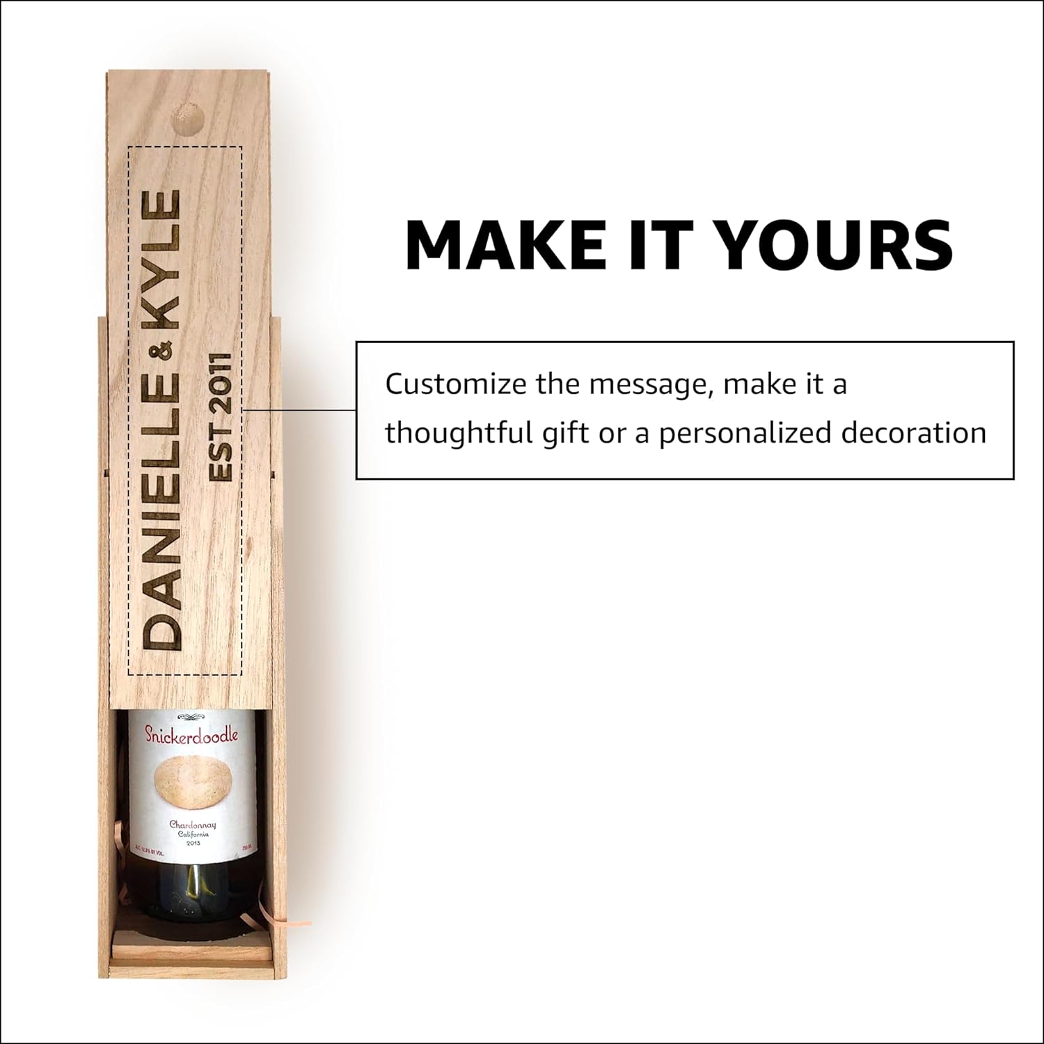 City North Customizable Wooden Wine Box, Wedding Gift Name & Name, Est 2024 Ideal Gift for Friends – Wine Accessories for Wine Lovers