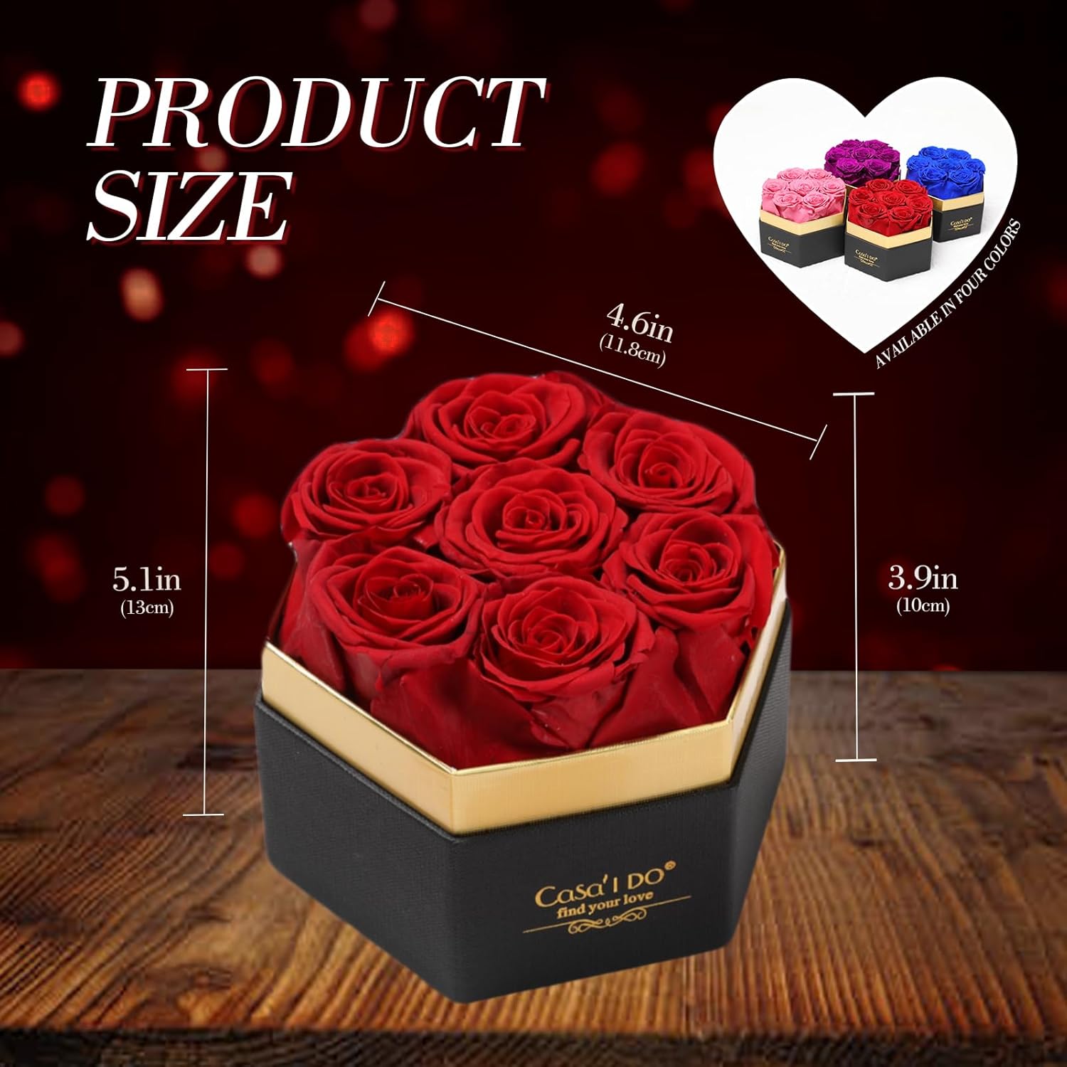 Preserved Roses Flowers for Delivery 7 Pcs, Forever Flores in a Box with Necklace, Eternal Rose Anniversary Birthday Gifts for Women Mom Wife Girlfriend, Rosas for Valentines Christmas, Red