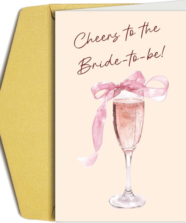 Bridal Shower Card for Bride To Be, Funny Engagement Card for Her, Wedding Congratulations Cards for Friend Family, Cheers To The Bride To Be