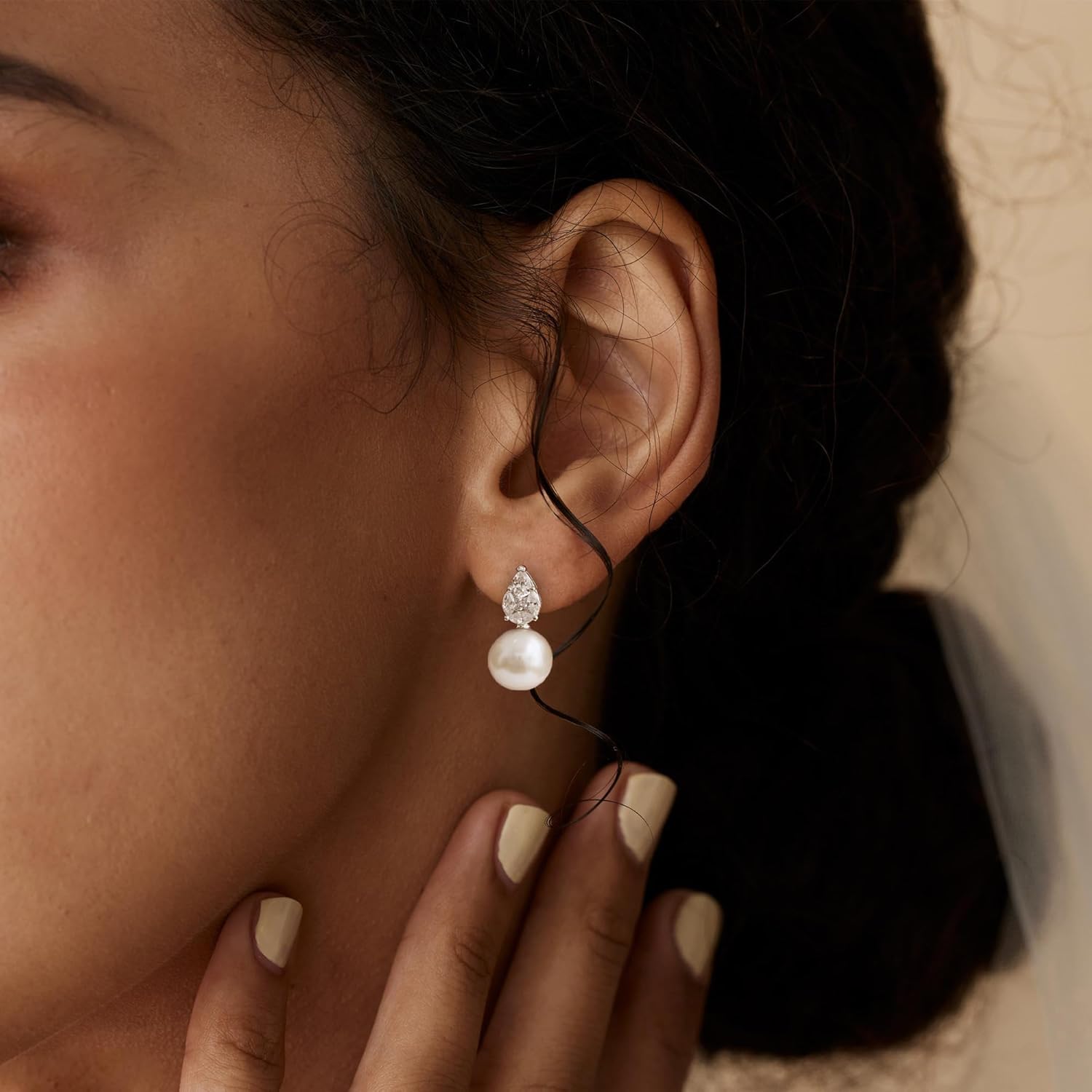 Pearl Earrings for Women, 14k Gold Plated CZ Formal Pearl Stud Earring Hypoallergenic Gold Earrings for Women Trendy Dainty Bridal Pearls Drop Earrings Fashion Wedding Jewelry