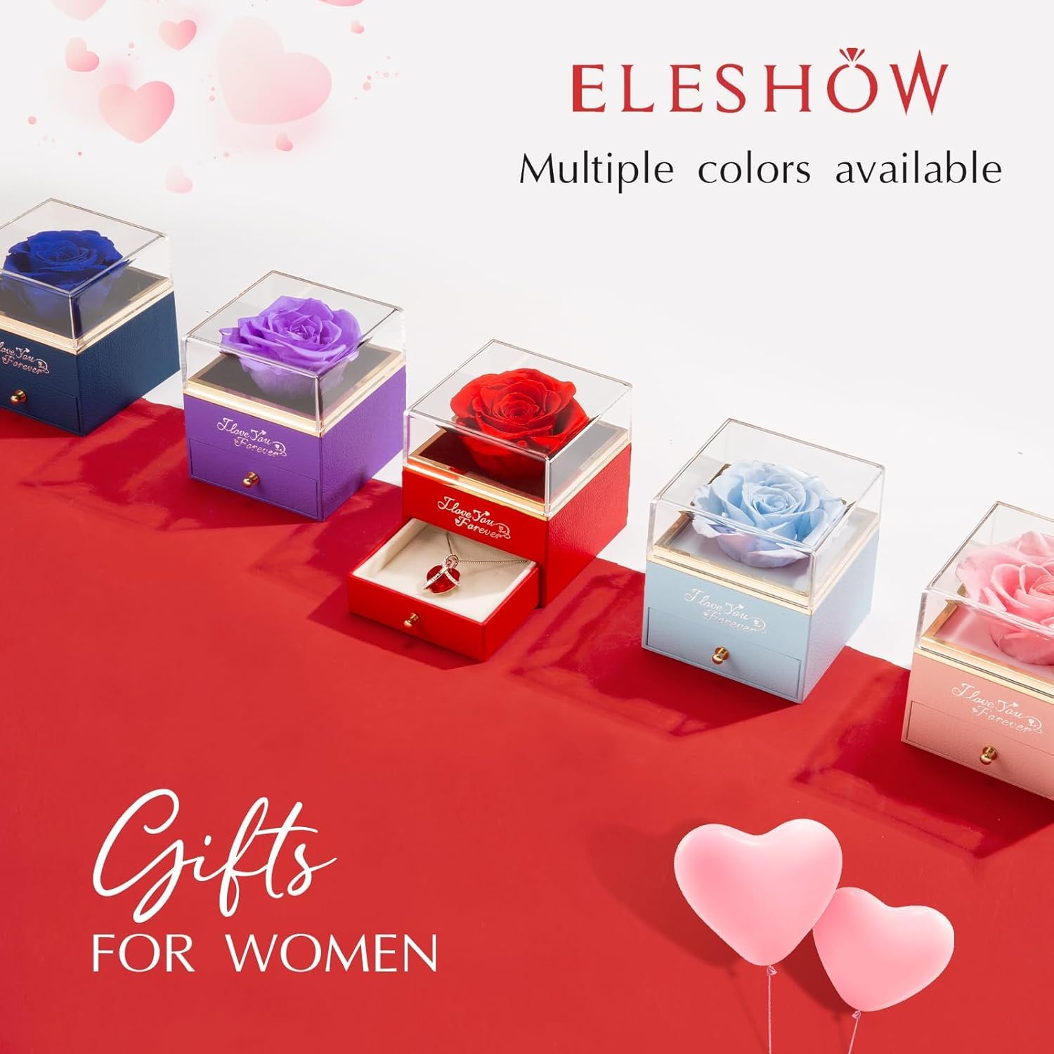 EleShow Preserved Real Purple Rose with Heart Necklace, Eternal Flowers Gifts for Mom Grandma Wife Girlfriend on Christmas, Valentines, Mothers Day, Anniversary, Birthday, I Love You Gifts for Her