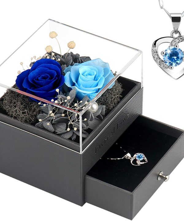 SHOKUTO Preserved Rose,Birthday Gifts for Women Mom Girlfriend,Gifts for Mom Grandma Wife Daughter Sister,Jewelry Boxes with Necklace