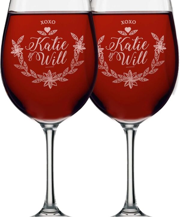 My Personal Memories Personalized Couples 16 oz Wine, Beer, Whiskey Glasses Gift Set of 2 (Wine Glasses Set of 2)