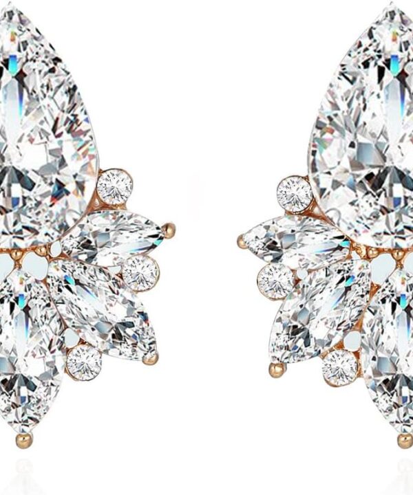 Vintage Rhinestone Earrings Fancy Crystal Cluster Drop Earrings Art Deco Earrings for Women