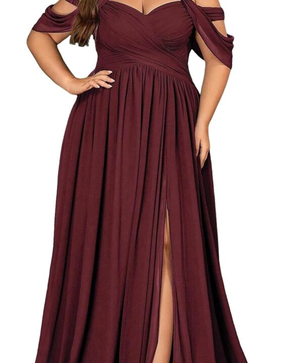 Women's Daily Plus Size Dresses A Line Chiffon Wedding Guest Bridesmaid Maxi Dress Prom Evening Party Cocktail Gown