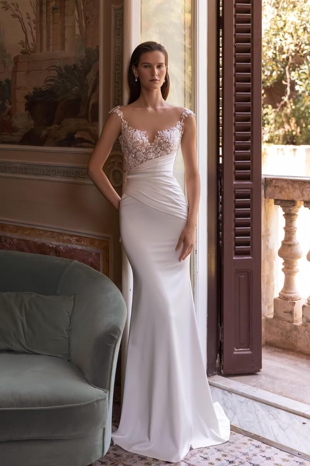 White Wedding Dresses for Bride Boho Lace Mermaid Sexy Beach Bridal Gowns for Bride with Long Train 2025