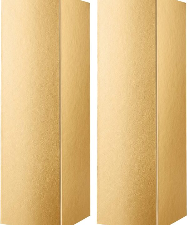 MALICPLUS 2 Wine Gift Boxes, 13.5x4.5x4 Inches, Magnetic Closure Collapsible Boxes (Glossy Gold with Grass Texture)