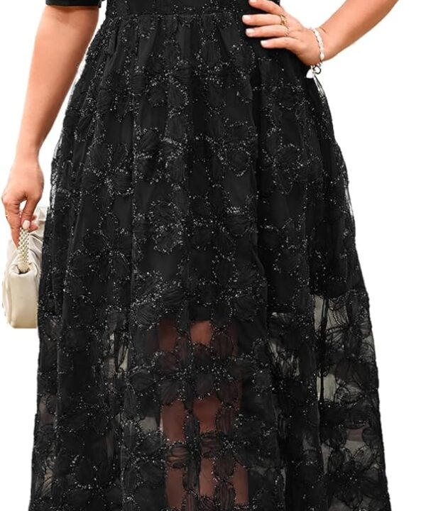 Women's Cocktail Formal Guest Dresse 3D Lace Sweetheart Neckline A Line Maxi Dresses
