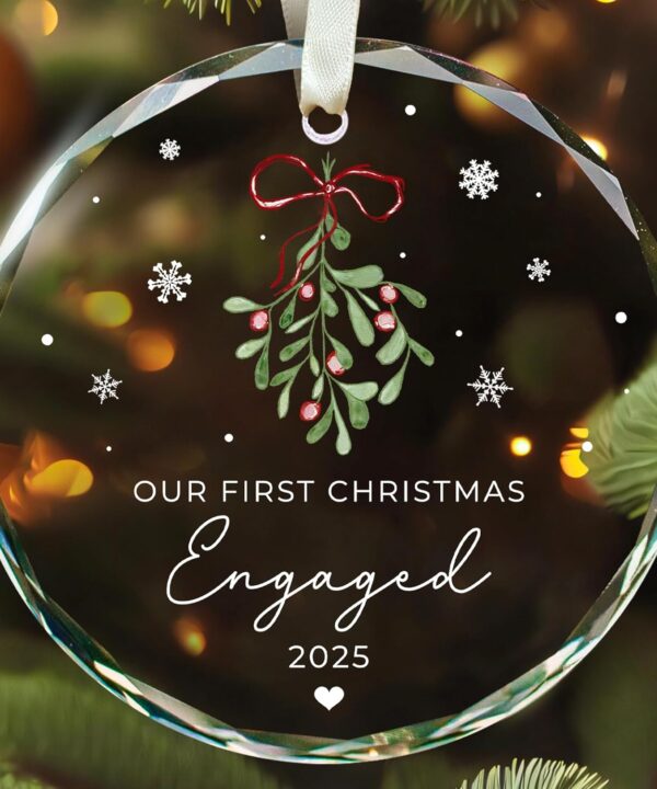 Engagement Gifts for Couples - Engagement Gifts for Women, Her, Bride to Be, Couple - Just Engaged Gift for Her, Friends - Engaged Ornament 2025 - Newly Fiance Gift for Her - Glass Ornament