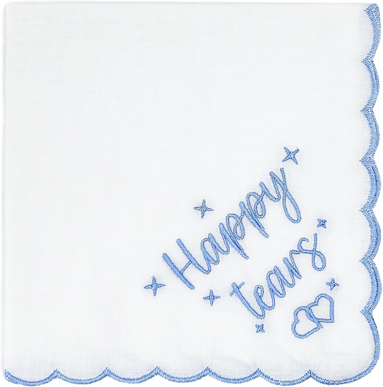 Lamyba Bride Gifts – Something Blue Gift for Bride, Wedding Handkerchief for bride Embroidered Happy Tears Keepsake Handkerchief, Bridal Shower Accessory (Blue/White)