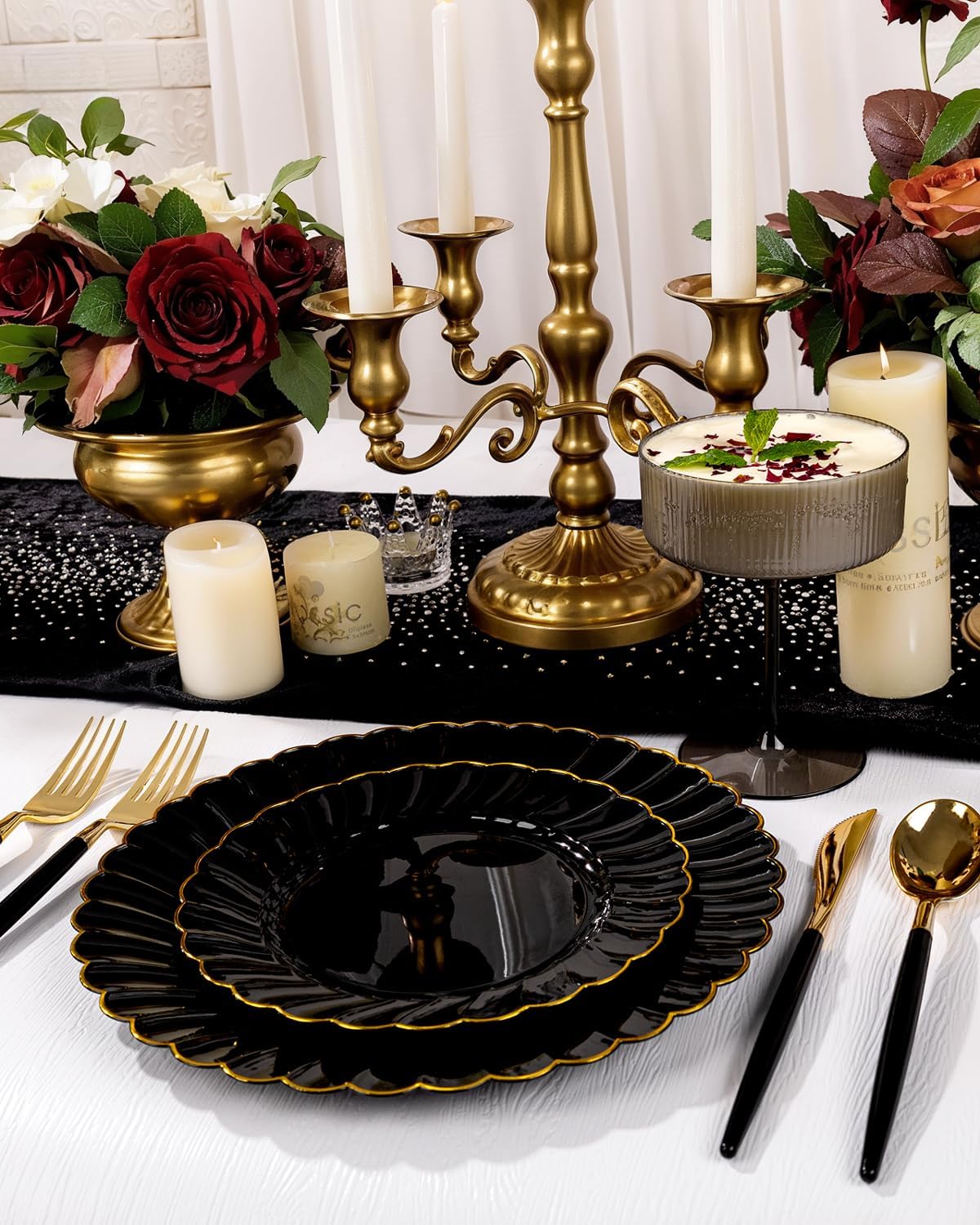 Ciaell 12PCS Plastic Ribbed Martini Glasses – 10 Oz Black Disposable Coupe Glasses with Stem – Heavy Duty Margarita Cups for Bars, Cocktails, Whiskey, Parties & Wedding & New Year