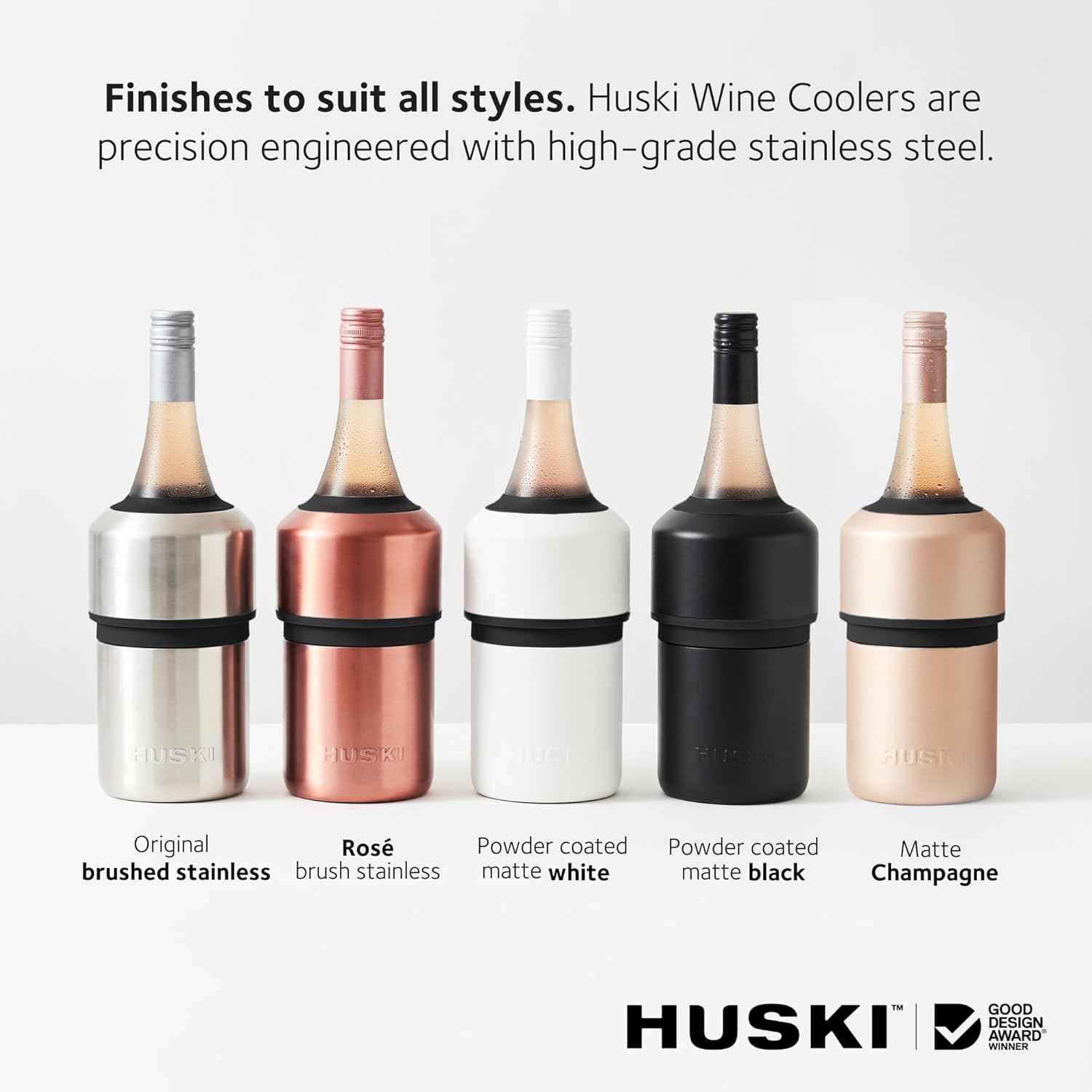 Huski Wine Chiller | Award Winning Iceless Design | Keeps Wine Cold up to 6 Hours | Wine Accessory | Next Generation Ice Bucket | Fits Some Champagne Bottles | Perfect Gift for Wine Lovers (Champagne)