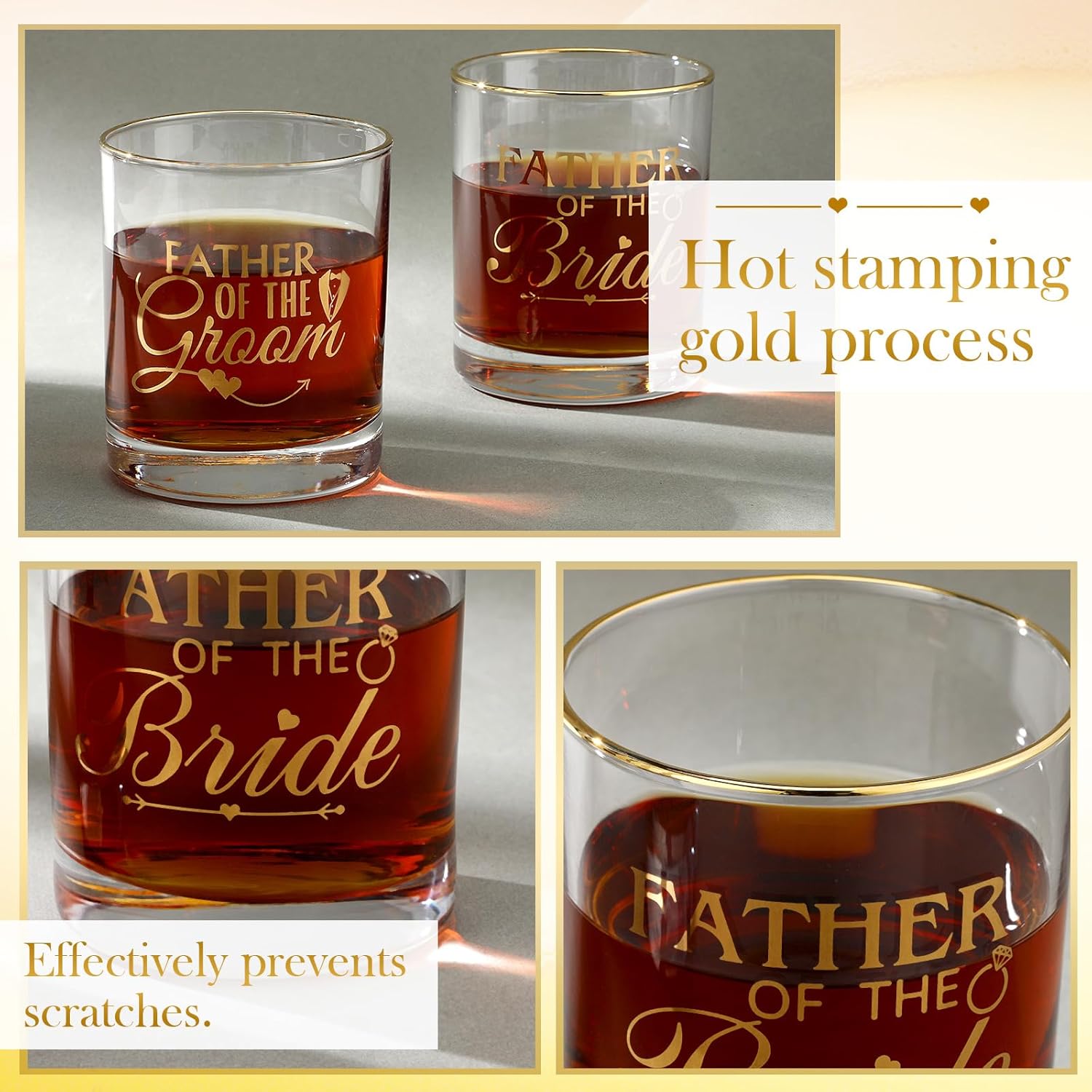 2 Pcs Father of the Bride and Groom 10 oz Whiskey Glass Father in Law Wedding Gift Wedding Proposal Engagement Gift for Father Dad