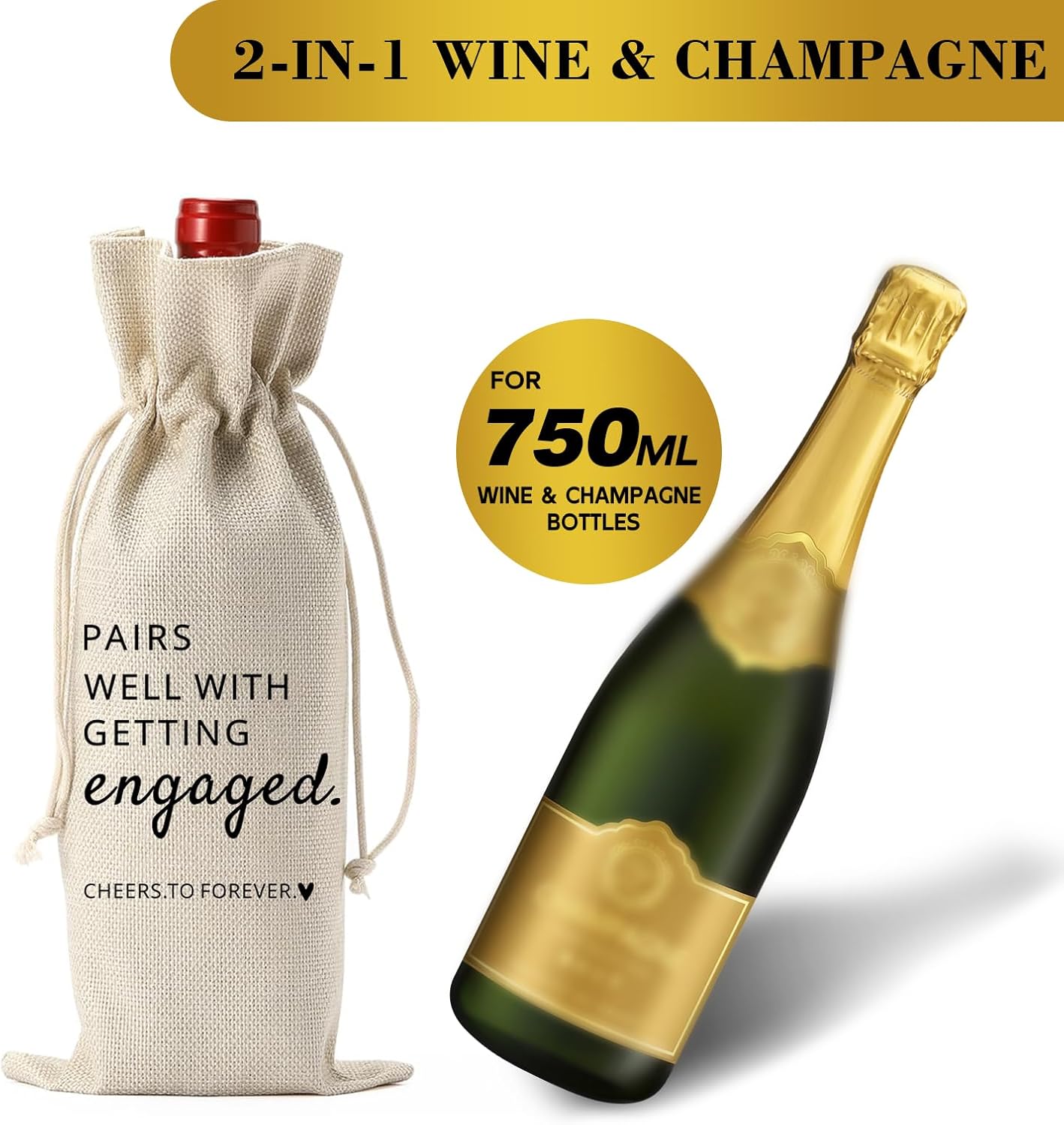 2Pcs Wine Champagne Bag Engaged Gifts, Engagement Gifts for Couples, Wedding Gift for Mr and Mrs, Engagement Gift – Pairs Well with Getting Engaged