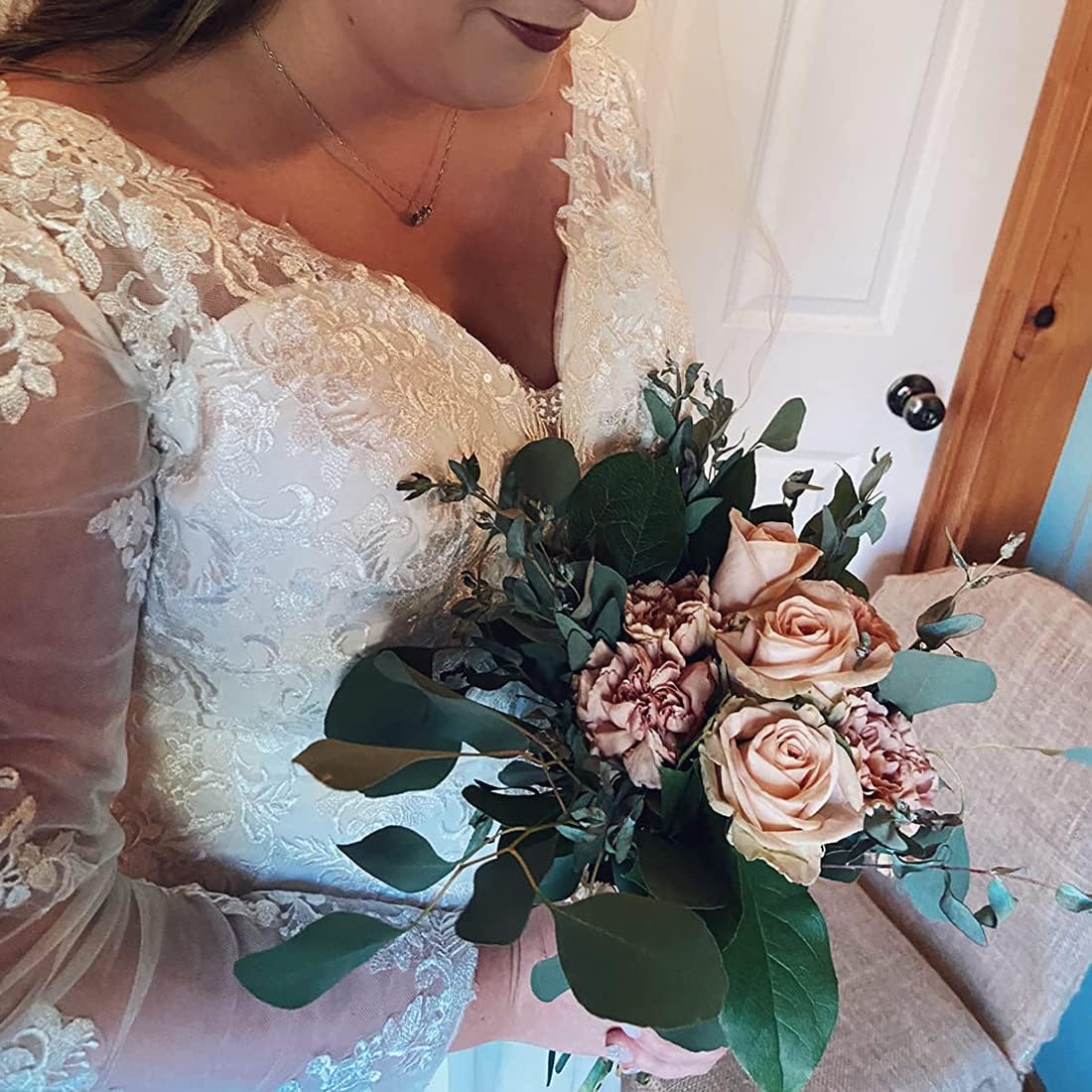 Wedding Dresses for Bride with Lace Appliques Chiffon A Line Women Dress Long Sleeves Beach Bride Dress