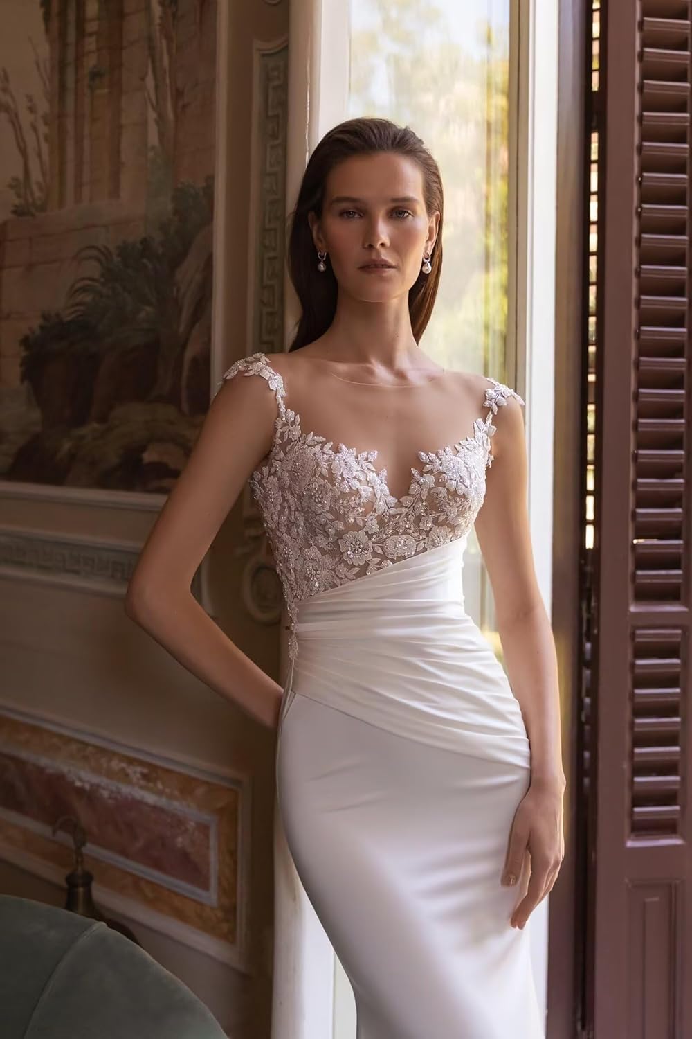 White Wedding Dresses for Bride Boho Lace Mermaid Sexy Beach Bridal Gowns for Bride with Long Train 2025