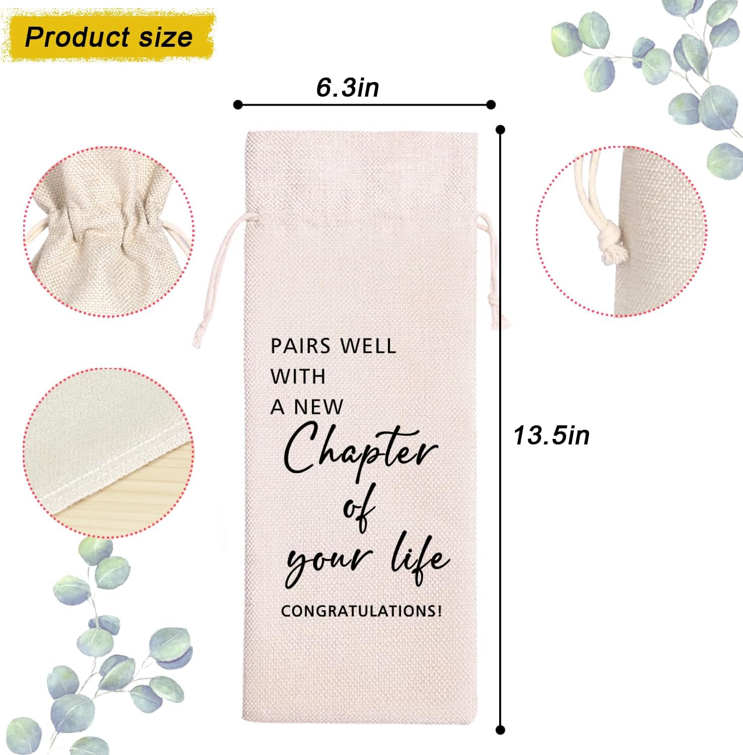 Maydvdv Pairs Well With A New Chapter Of Your Life Wine Bag | Fresh Start | Wine Bag | Gift for her or him | New Job or Retirement Gift 11WB47