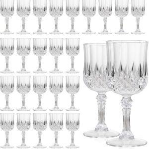 24 Pcs Plastic Wine Glasses 7oz Unbreakable Clear Plastic Goblets for Parties Reusable & Dishwasher Safe Ideal for Weddings, Bars, and Every Celebration