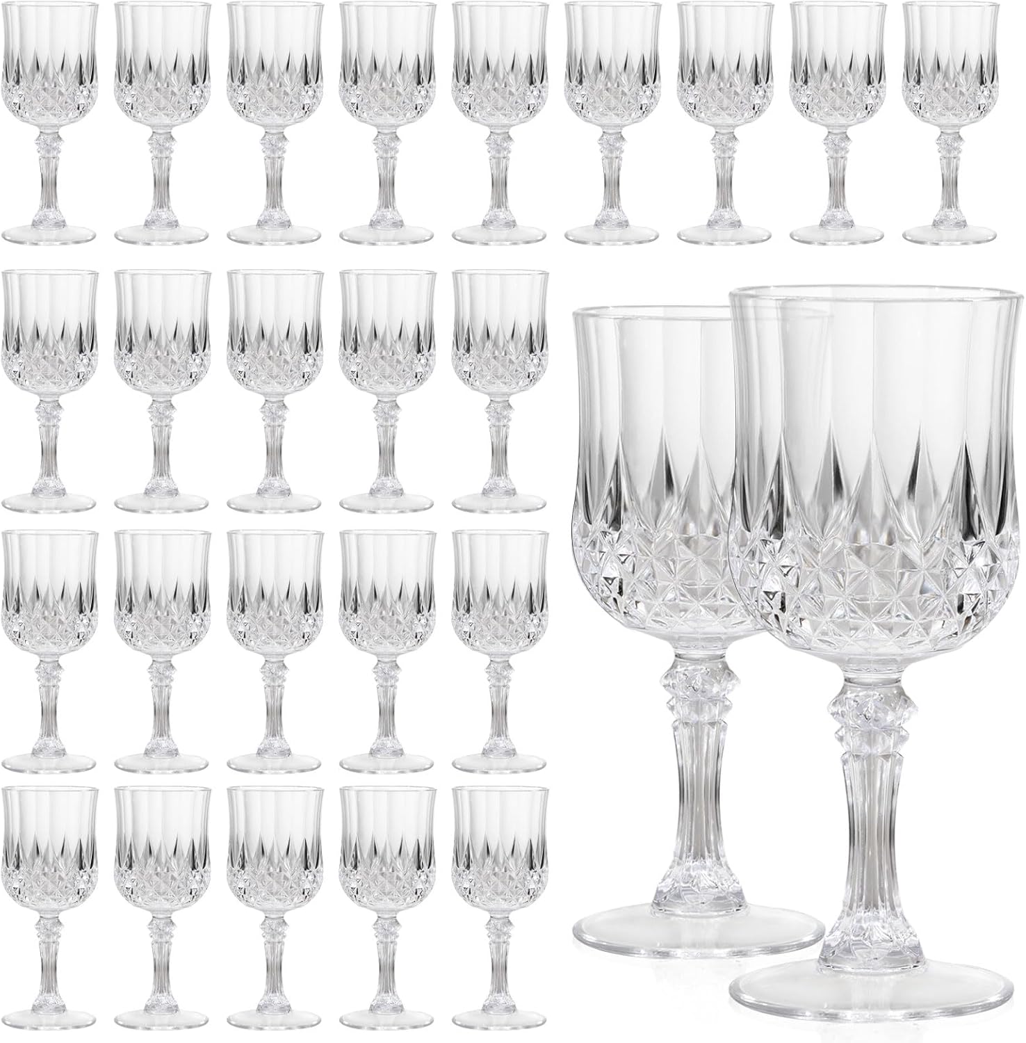 24 Pcs Plastic Wine Glasses 7oz Unbreakable Clear Plastic Goblets for Parties Reusable & Dishwasher Safe Ideal for Weddings, Bars, and Every Celebration