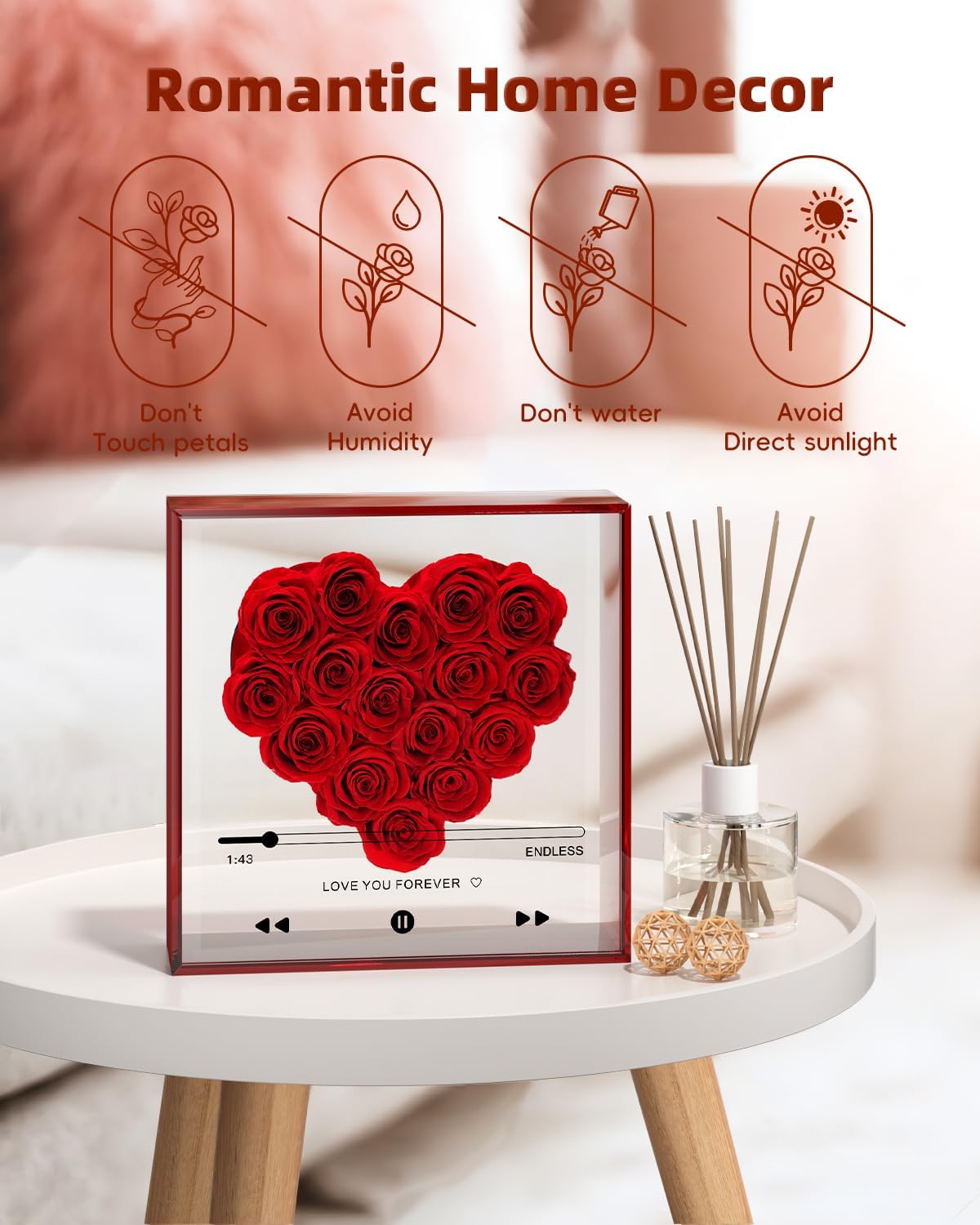 Preserved Roses for Mothers Day, Handmade Forever Flowers Box for Mom, Unique Flower Gifts for Girlfriend Wife, Wedding Anniversary Presents for Her, Birthday Gifts for Mom Grandma (Red)