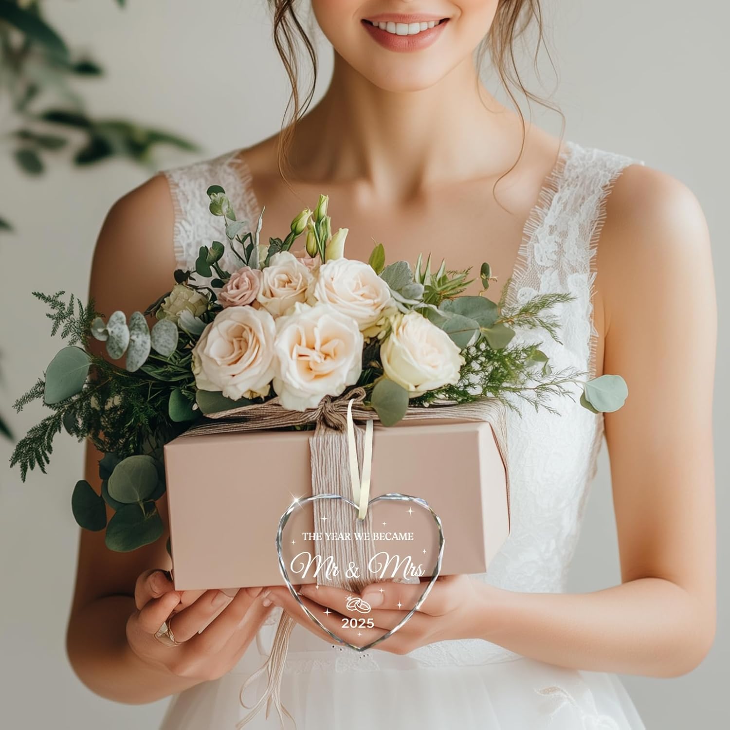 Wedding Gifts for Couples 2025, Mr and Mrs Gift Bridal Shower Gifts Wedding Gift Just Married Decorations for Bride, Newlywed Couple Just Married Ornaments