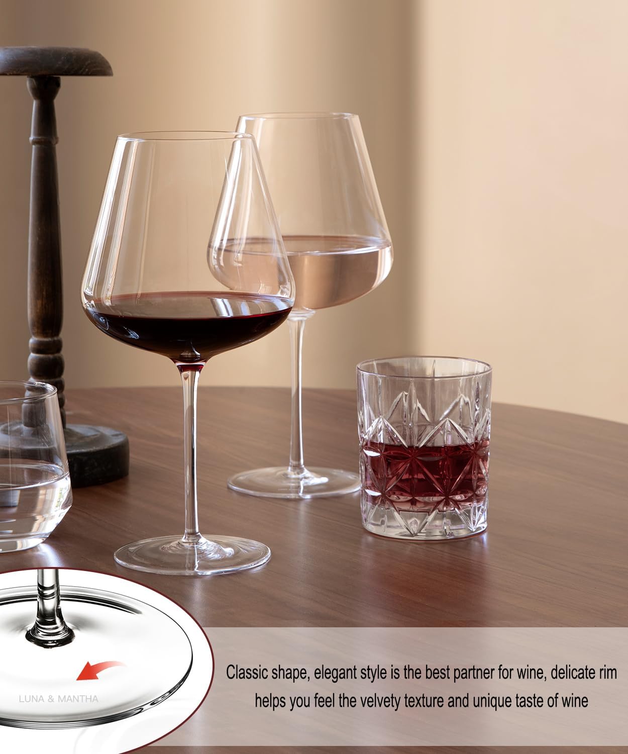 Wine Glasses Set of 2, Large Red Wine Glass, 28 oz Hand Blown Crystal Clearer, Lighter for Tasting, Gift Packaging for Halloween, Birthday, Anniversary, Wedding