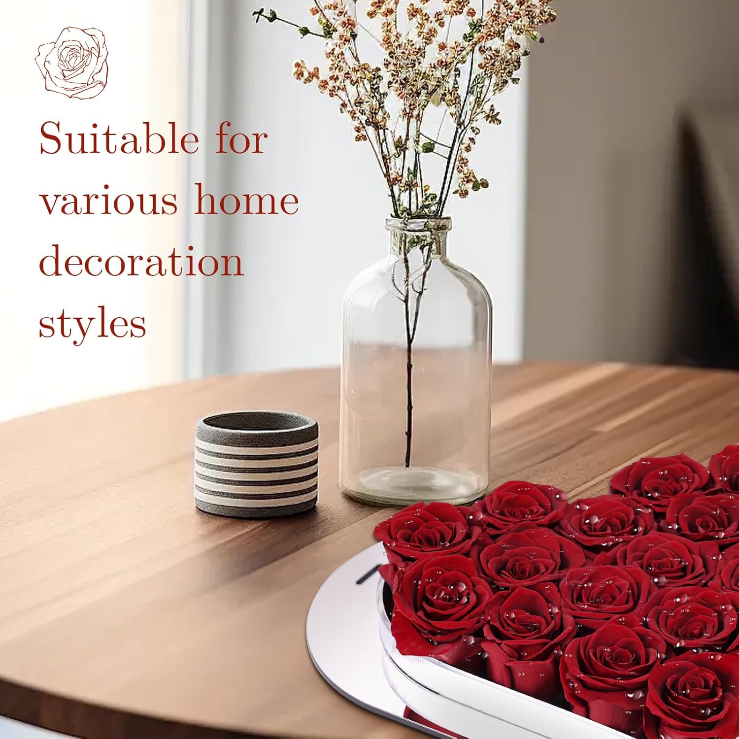 Preserved Flowers in Heart Shape Acrylic Box, 16Pcs Eternal Roses, Fresh Forever Roses, Birthday Gifts for Women, Wife, Her, Mothers Day, Valentines Day, Burgundy