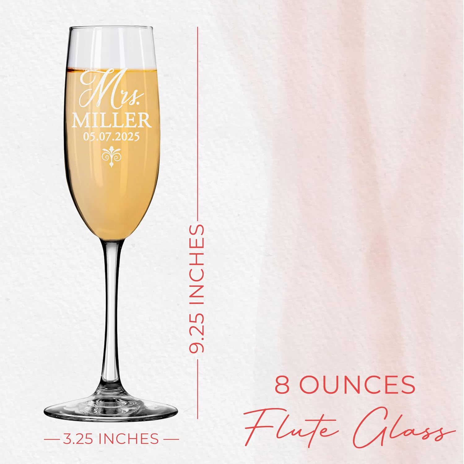 Set of 2 Personalized Champagne Flutes, Custom Engraved Toasting Glasses for Wedding, Anniversary, Bride & Groom, Couples, Laser Etched Elegant Flute Glasses for Celebrations & Gifts