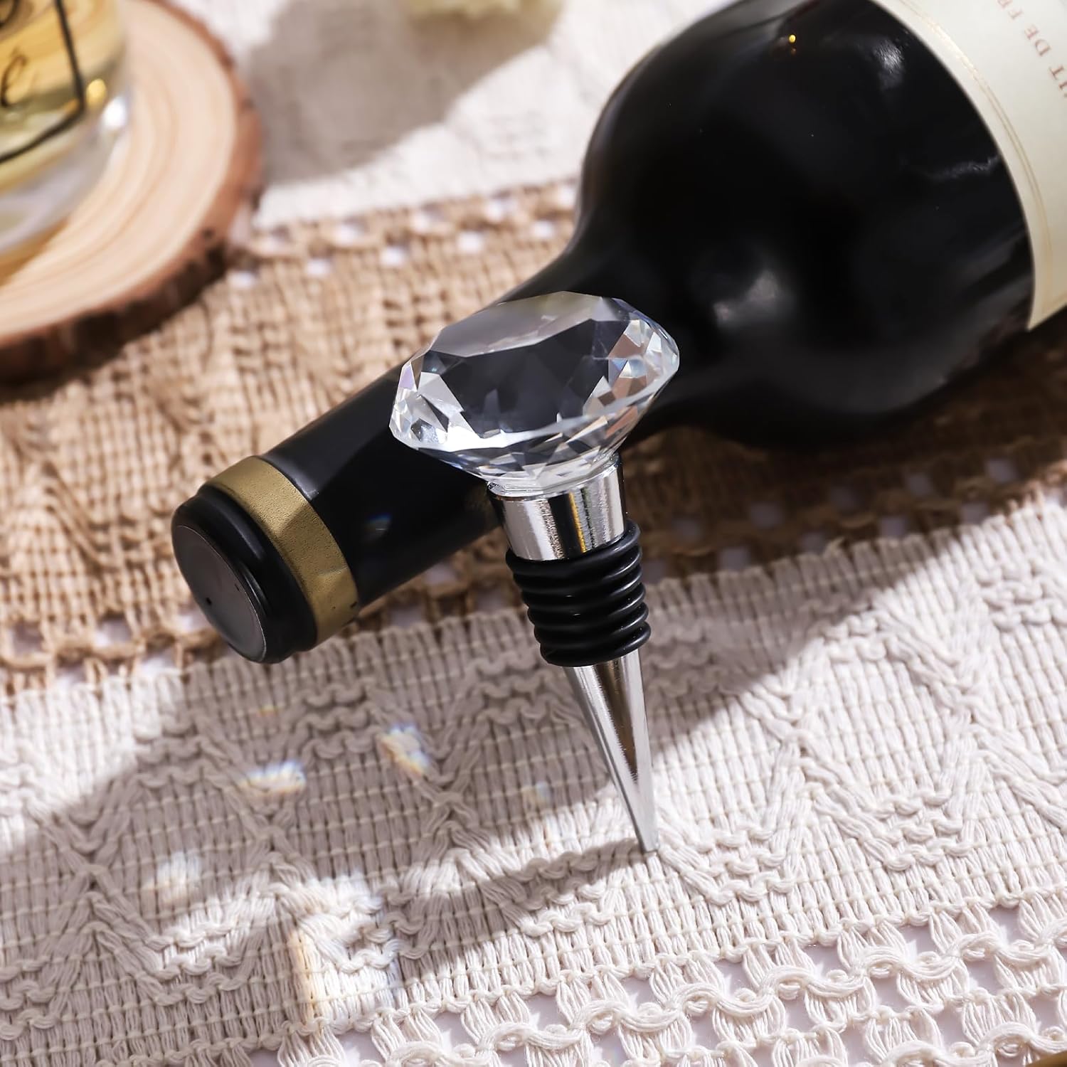 Engagement Gift Set – 4 Pcs Newly Engaged Gifts for Couple, Bride, Fiance – Party Gifts With Wine Bag and Diamond Wine Stopper