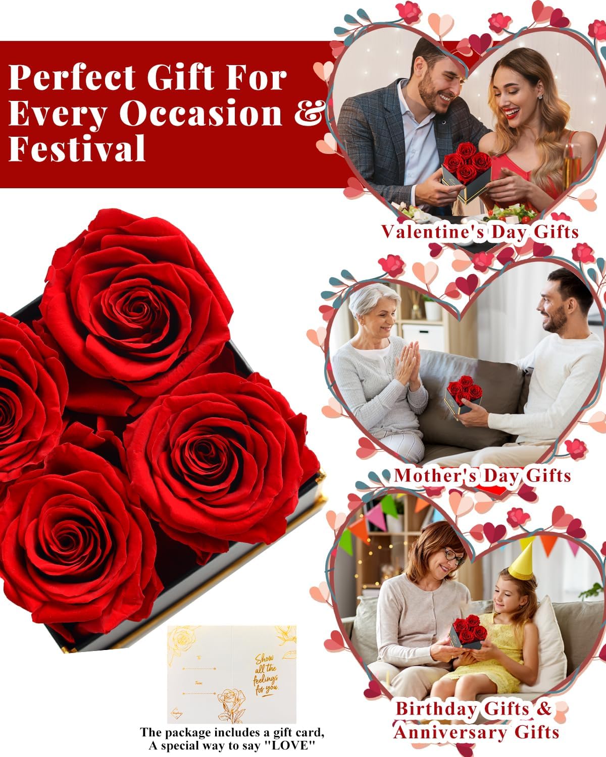 Changshunqi Forever Flowers, Preserved Roses in a Box, Eternal Rose Flowers for Delivery, Forever Preserved Roses Gifts for Her Women Wife Christmas Birthday Mothers Flower for Mom Womens Girlfriend