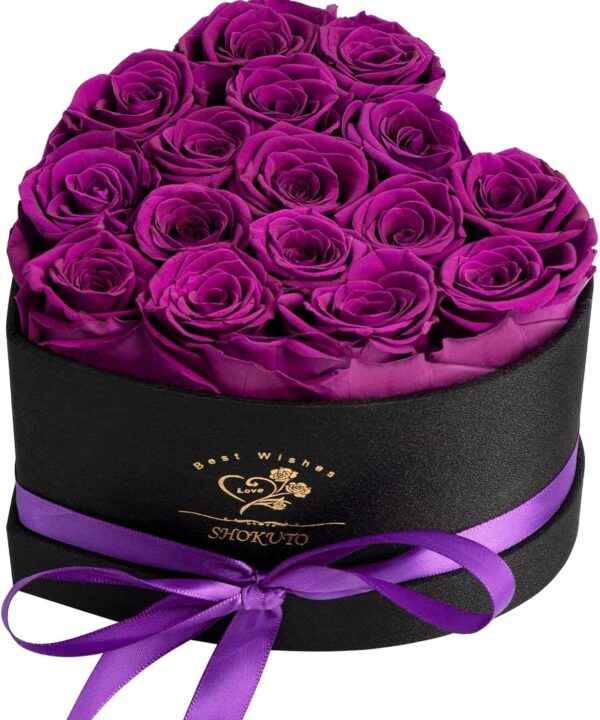 16-Piece Forever Roses in Heart Box,Preserved Rose Flowers,Birthday Gifts for Women Her Mothers Wife,100% Real Roses Last for 3 Years.Eternal Rose Gift Box for Valentines Christmas Mother's Day