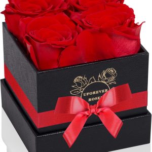 4-Piece Preserved Roses in a Box, Preserved Flowers, Roses Gift for Her, Red