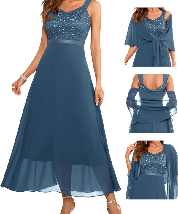 BeryLove Formal Wedding Guest Sequin Cocktail Evening Mother of The Bride Dress