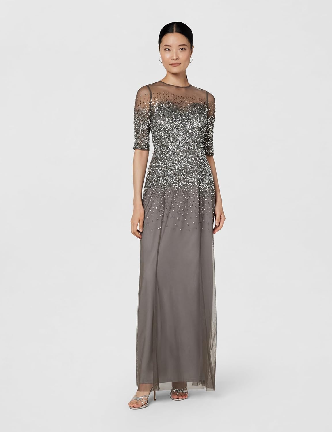Adrianna Papell Women’s Beaded Illusion Gown