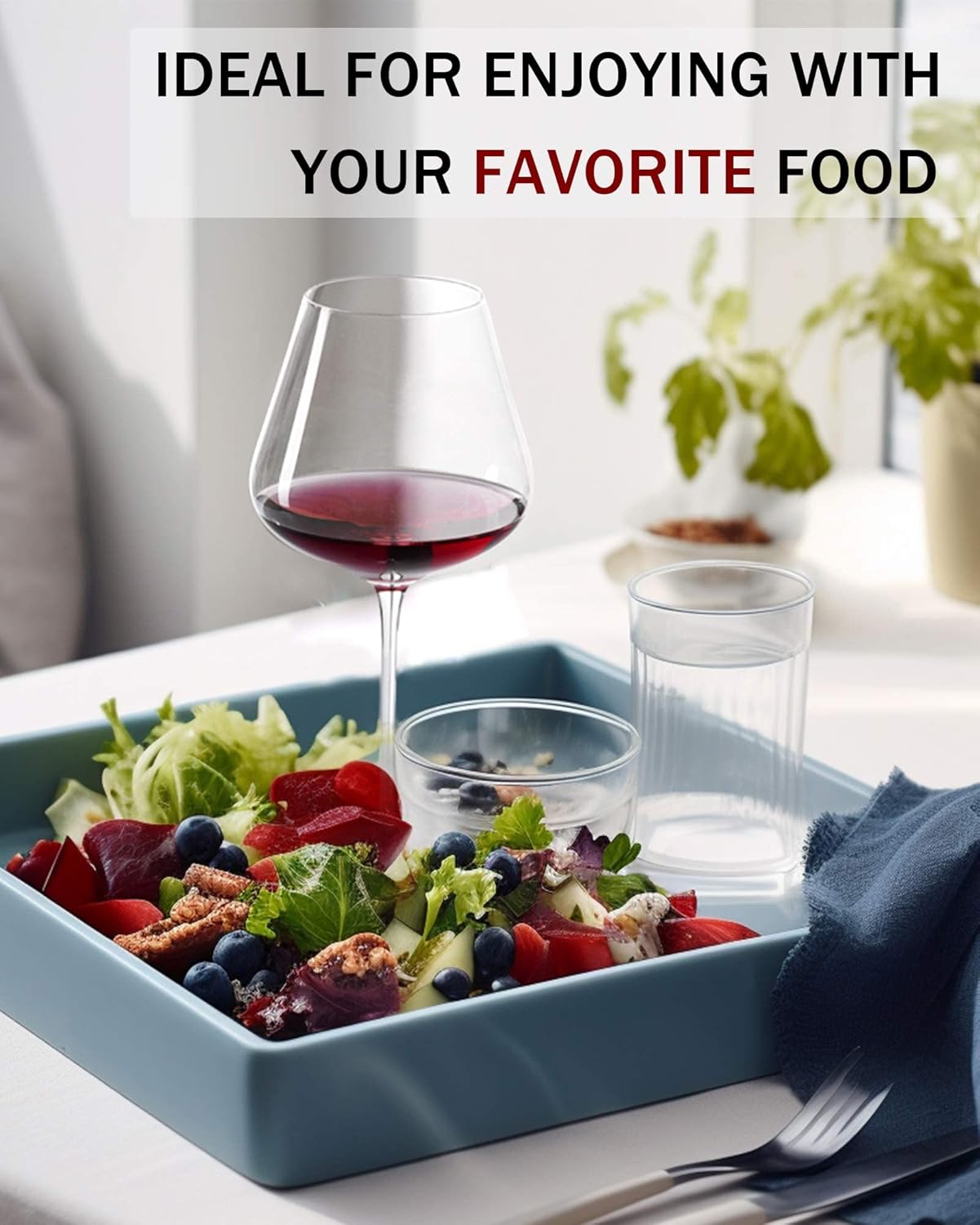 JBHO Hand Blown Italian Style Crystal Burgundy Wine Glasses – Lead-Free Premium Crystal Clear Glass – Set of 2-21 Ounce – Gift-Box for any Occasion