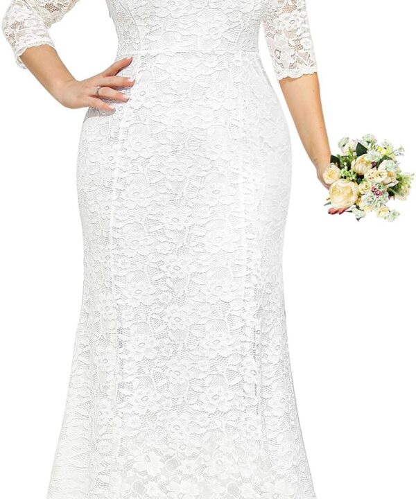 Plus Size Wedding Dress for Bride - Formal Evening Gown Party Lace Mermaid Dresses
