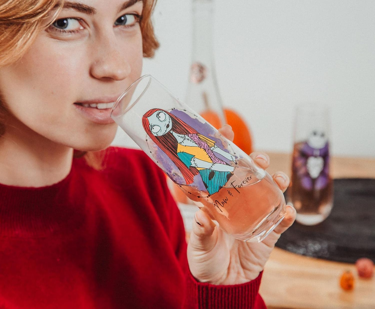 Nightmare Before Christmas Disney The Jack and Sally Stemless Fluted Glassware, Set of 2 | Toasting Champagne Glass Cups For Wine, Mimosas | Home Barware Decor, Kitchen Essentials, Housewarming Gifts