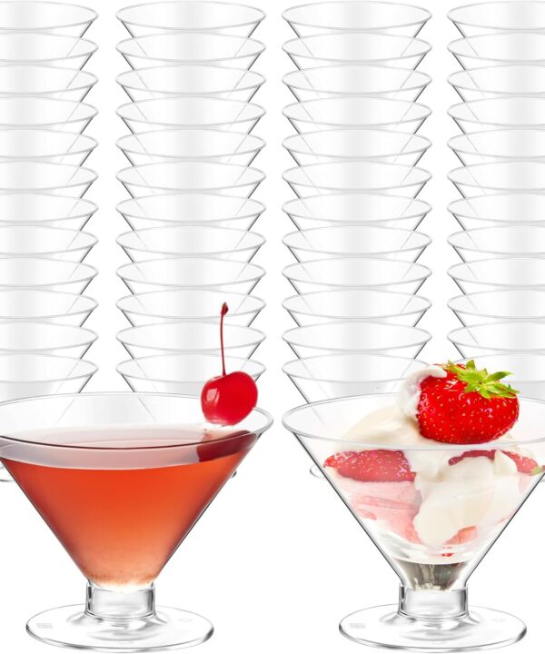 80 PCS Disposable Martini Glasses for Parties 5oz,Plastic Martini Glasses Disposable,Martini Plastic Cups for Wedding Party Restaurant Bowl Wine Ice Cream Fruit